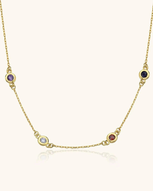 Dainty Multi-Birthstone Custom Family Necklace - Dabas Minimalist