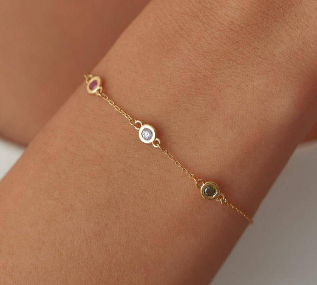 Customized Multi-Birthstone Family Bracelet - Dabas Minimalist