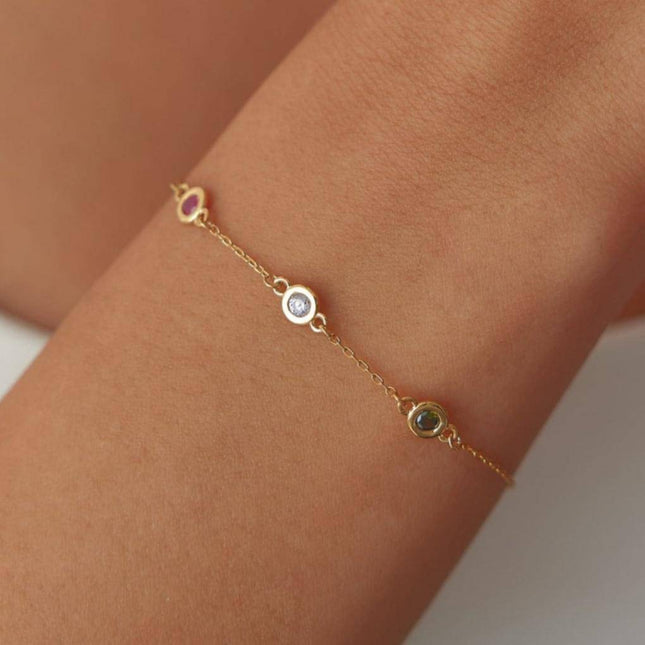 Customized Multi-Birthstone Family Bracelet - Dabas Minimalist