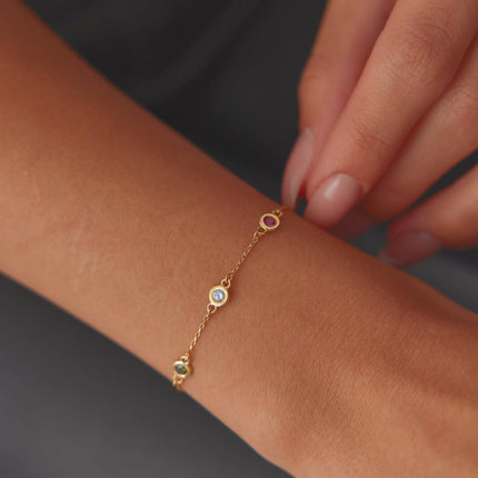 Customized Multi-Birthstone Family Bracelet - Dabas Minimalist