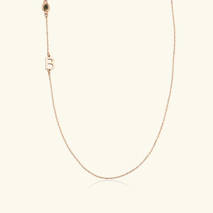 Birthstone and Initial Family Necklace – 18K Gold-Plated Sterling Silver - Dabas Minimalist