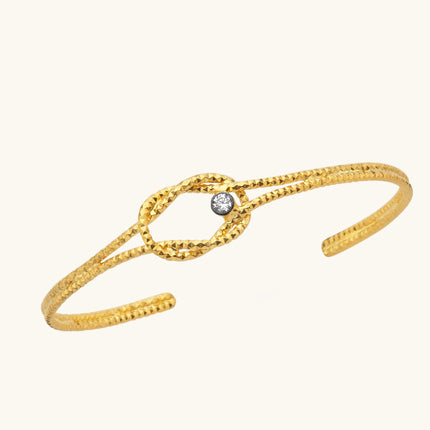 Knot Cuff Fluted Bangle Bracelet, 18K Gold-Plated Sterling Silver Symbolic Minimalist Jewelry - Dabas Minimalist