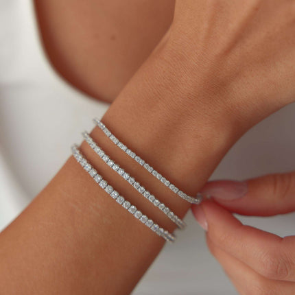 Tennis Bracelet – 18K White Gold-Plated 925 Sterling Silver with CZ Stones Dabas Minimalist