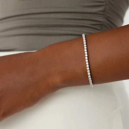 Tennis Bracelet – 18K White Gold-Plated 925 Sterling Silver with CZ Stones Dabas Minimalist