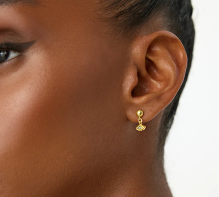 Evil Eye Drop Stud Earrings, 18K Gold-Plated Sterling Silver - Dabas Minimalist