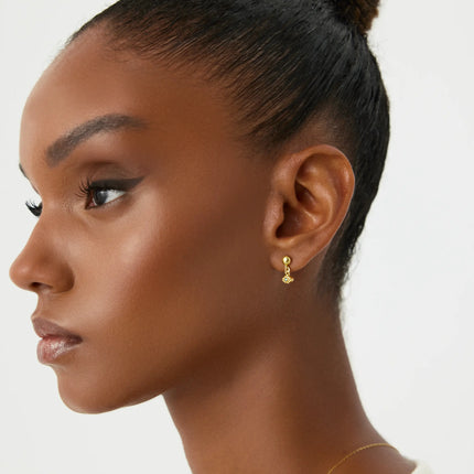 Evil Eye Drop Stud Earrings, 18K Gold-Plated Sterling Silver - Dabas Minimalist