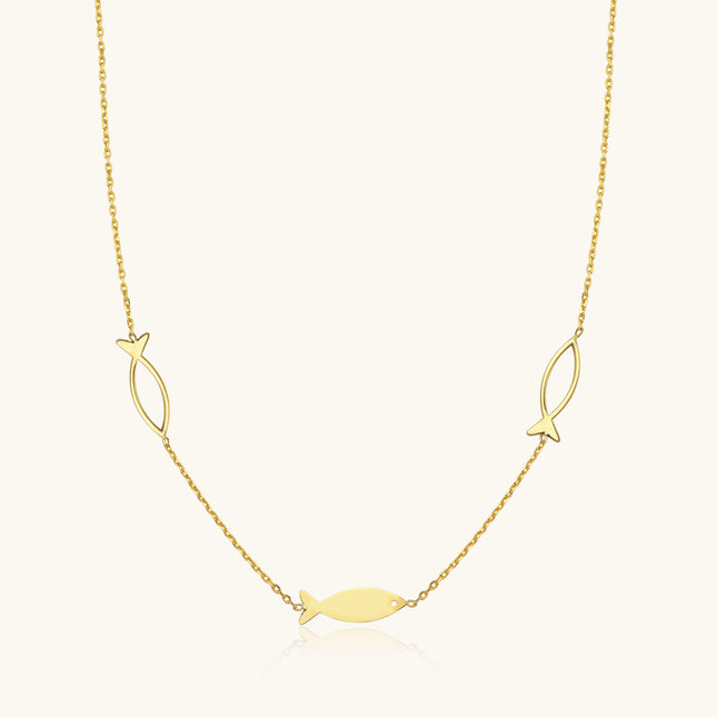 Dainty Minimalist Triple Fish Necklace - Dabas Minimalist