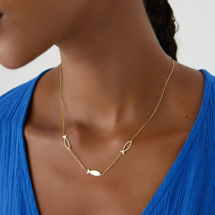 Dainty Minimalist Triple Fish Necklace - Dabas Minimalist
