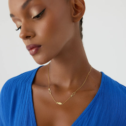 Dainty Minimalist Triple Fish Necklace - Dabas Minimalist