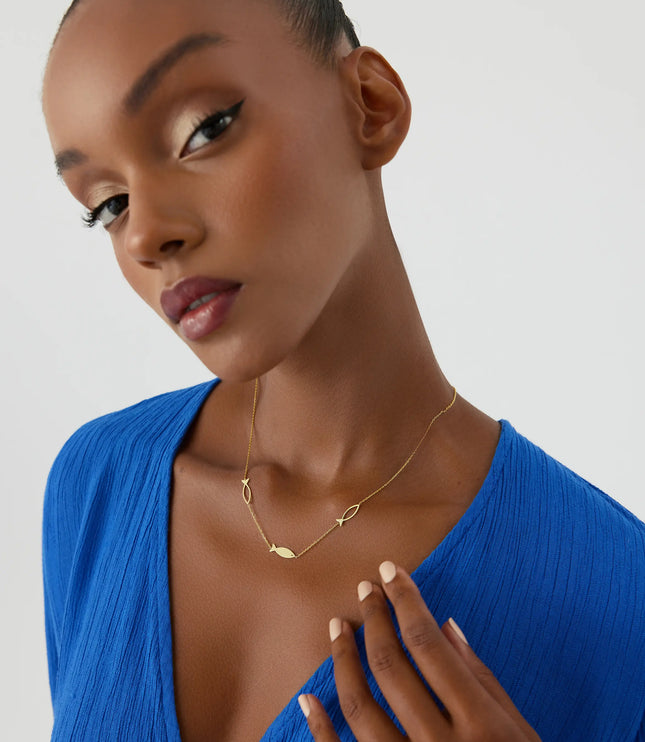 Dainty Minimalist Triple Fish Necklace - Dabas Minimalist