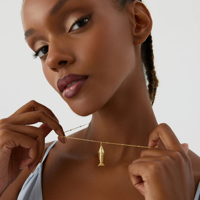 Fish Necklace, 18K Gold-Plated 3D Moving Fishbone Necklace - Dabas Minimalist