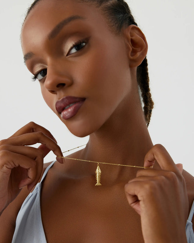 Fish Necklace, 18K Gold-Plated 3D Moving Fishbone Necklace - Dabas Minimalist