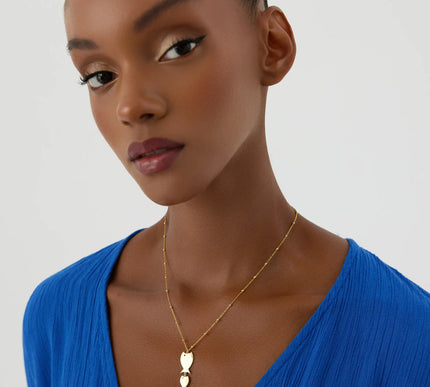 Mother Fish and Baby Necklace with Evil Eye - 18K Gold-Plated Sterling Silver - Dabas Minimalist