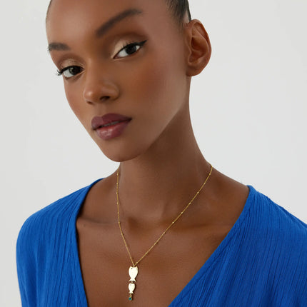 Mother Fish and Baby Necklace with Evil Eye - 18K Gold-Plated Sterling Silver - Dabas Minimalist