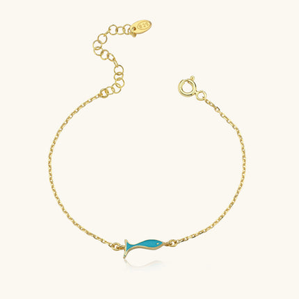 Double-Sided Fish Bracelet – 925K Sterling Silver with Enamel - Dabas Minimalist