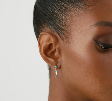 Double-Sided Fish Earrings - 925K Sterling Silver with Enamel - Dabas Minimalist