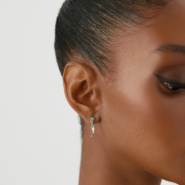 Double-Sided Fish Earrings - 925K Sterling Silver with Enamel - Dabas Minimalist
