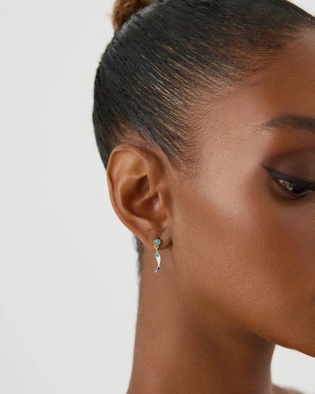 Double-Sided Fish Earrings - 925K Sterling Silver with Enamel - Dabas Minimalist