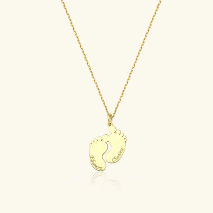 Baby Feet Name Necklace - 18K Gold-Plated Sterling Silver - Dabas Minimalist