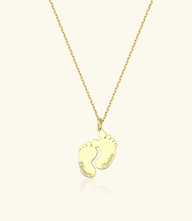 Baby Feet Name Necklace - 18K Gold-Plated Sterling Silver - Dabas Minimalist