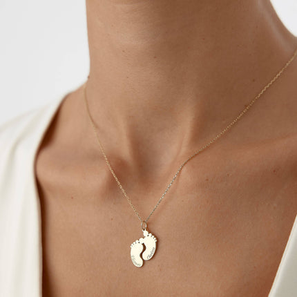 Baby Feet Name Necklace - 18K Gold-Plated Sterling Silver - Dabas Minimalist