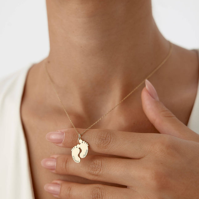 Baby Feet Name Necklace - 18K Gold-Plated Sterling Silver - Dabas Minimalist