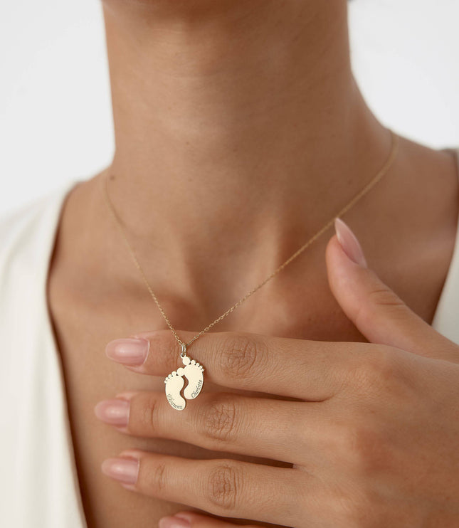 Baby Feet Name Necklace - 18K Gold-Plated Sterling Silver - Dabas Minimalist