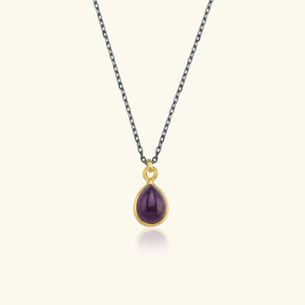 Dainty Minimalist Tear Drop Ametist Necklace - Dabas Minimalist