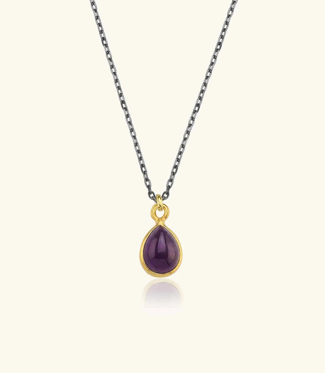 Dainty Minimalist Tear Drop Ametist Necklace - Dabas Minimalist