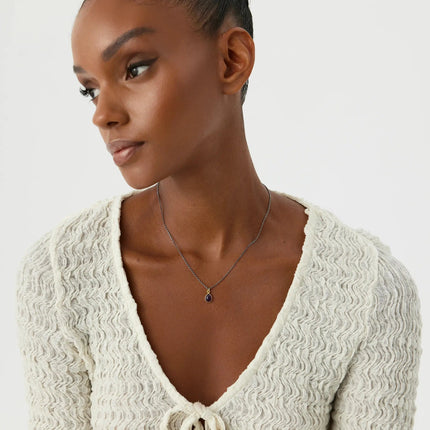 Dainty Minimalist Tear Drop Ametist Necklace - Dabas Minimalist