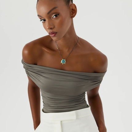 Aqua Chalcedony and Turquoise Necklace, 18K Gold-Plated Sterling Silver - Dabas Minimalist