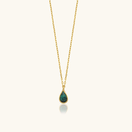 Minimalist Teardrop Emerald Necklace – 18K Gold-Plated Sterling Silver - Dabas Minimalist