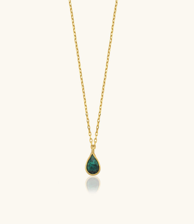 Minimalist Teardrop Emerald Necklace – 18K Gold-Plated Sterling Silver - Dabas Minimalist