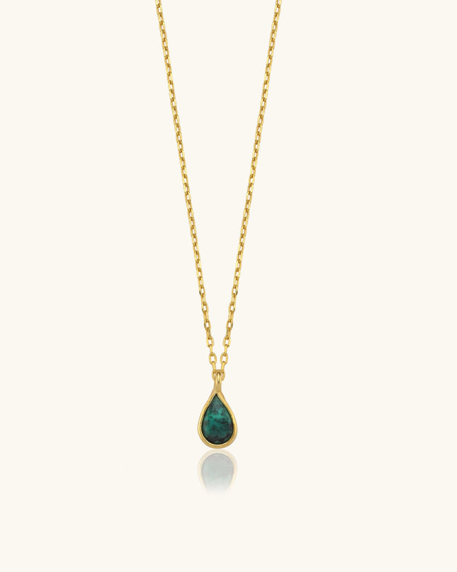 Minimalist Teardrop Emerald Necklace – 18K Gold-Plated Sterling Silver - Dabas Minimalist