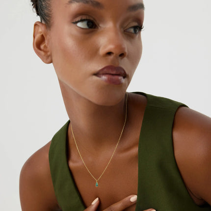 Minimalist Teardrop Emerald Necklace – 18K Gold-Plated Sterling Silver - Dabas Minimalist