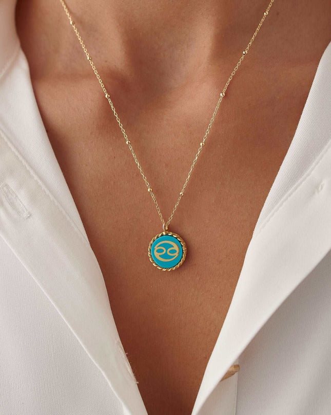 Personalized Turquoise Letter Coin Necklace Dabas Minimalist
