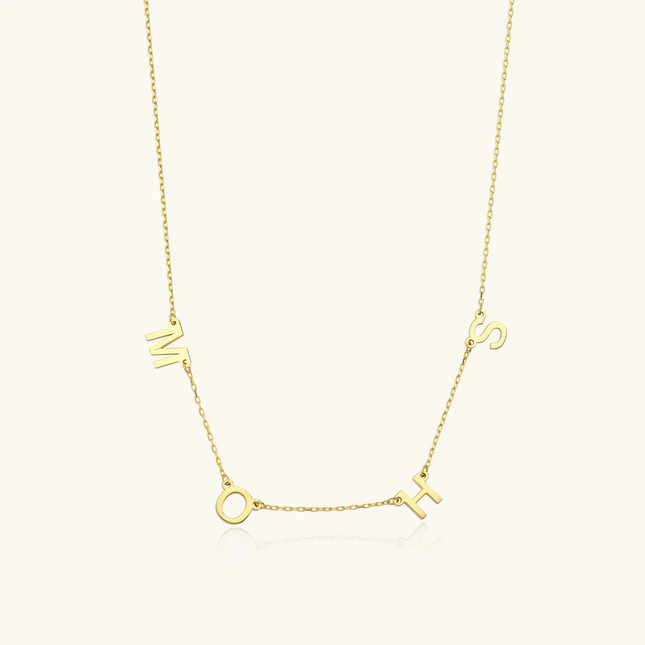 Personalized Initial Letter Necklace, 18K Gold-Plated Sterling Silver - Dabas Minimalist