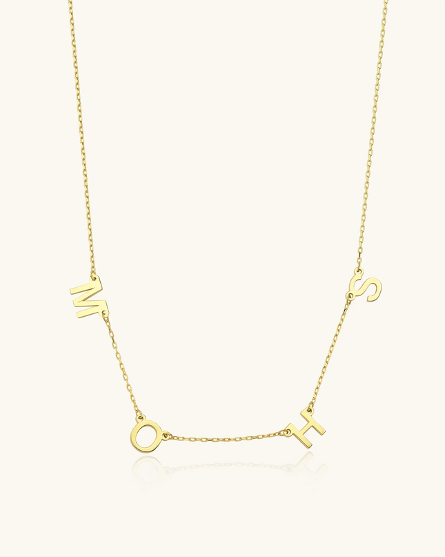 Personalized Initial Letter Necklace, 18K Gold-Plated Sterling Silver - Dabas Minimalist