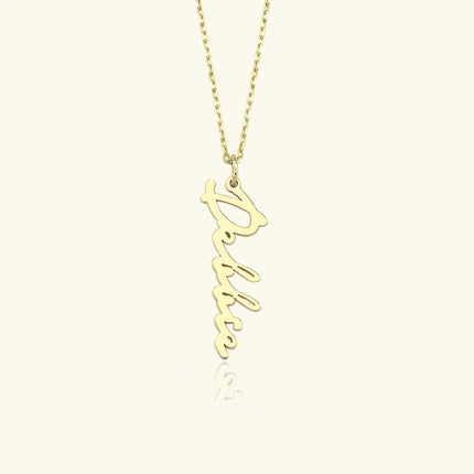Custom Vertical Name Necklace - 18K Gold-Plated Sterling Silver - Dabas Minimalist