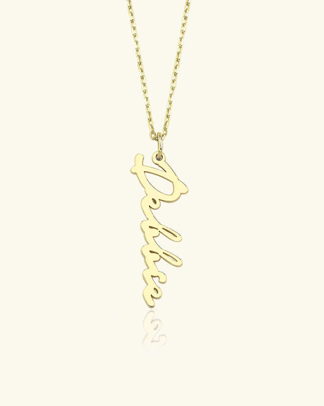 Custom Vertical Name Necklace - 18K Gold-Plated Sterling Silver - Dabas Minimalist