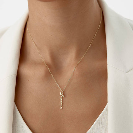 Custom Vertical Name Necklace - 18K Gold-Plated Sterling Silver - Dabas Minimalist