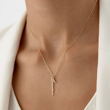 Custom Vertical Name Necklace - 18K Gold-Plated Sterling Silver - Dabas Minimalist