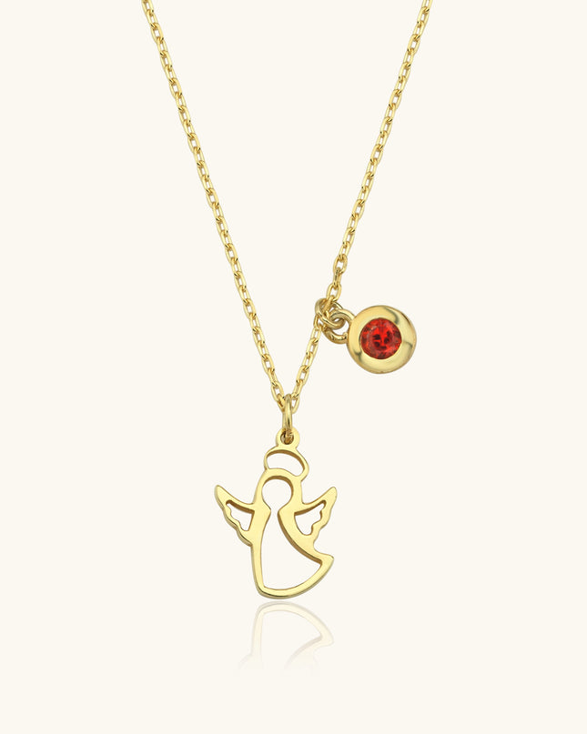 Dainty Angel Birthstone Necklace - Dabas Minimalist
