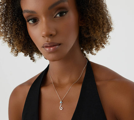 Dainty Seahorse Turquoise Stone Necklace – Ocean-Inspired Elegance - Dabas Minimalist