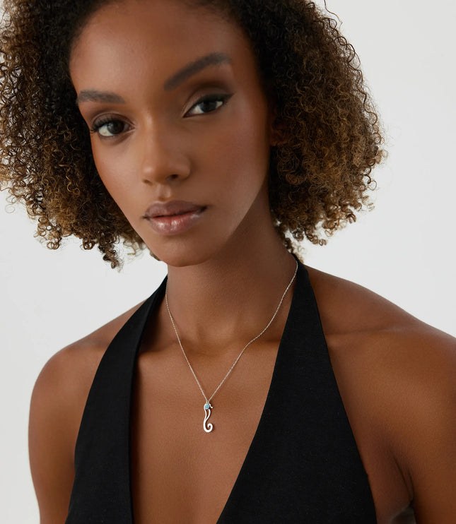 Dainty Seahorse Turquoise Stone Necklace – Ocean-Inspired Elegance - Dabas Minimalist