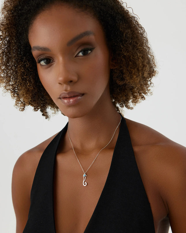 Dainty Seahorse Turquoise Stone Necklace – Ocean-Inspired Elegance - Dabas Minimalist