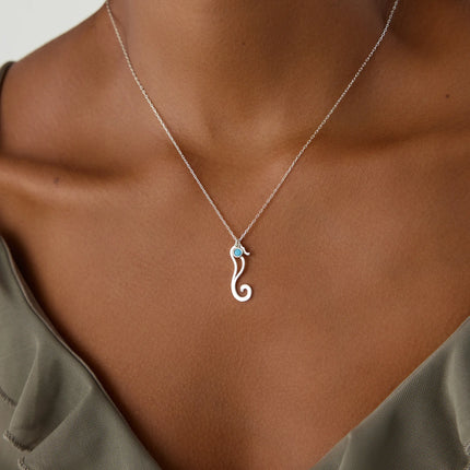 Dainty Seahorse Turquoise Stone Necklace – Ocean-Inspired Elegance - Dabas Minimalist