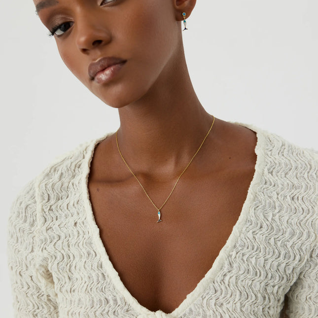 Double-Sided Fish Necklace - 925K Sterling Silver with Enamel - Dabas Minimalist