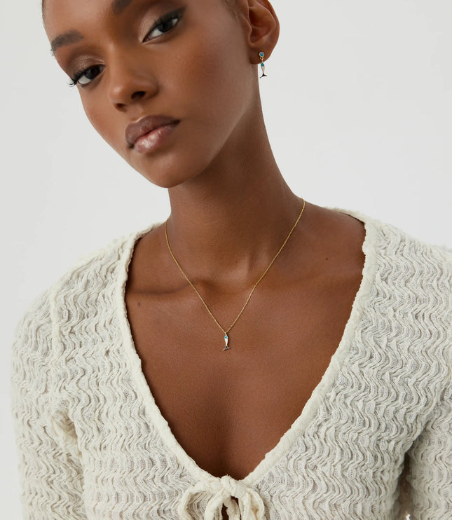Double-Sided Fish Necklace - 925K Sterling Silver with Enamel - Dabas Minimalist