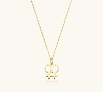 Double Venus Symbol Necklace - 18K Gold-Plated Sterling Silver - Dabas Minimalist